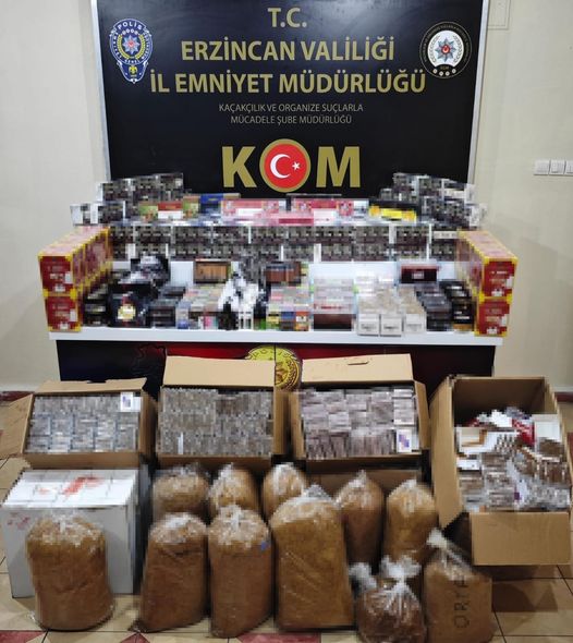 Erzincan polisi 500 bin TL değerinde kaçak malzeme ele geçirdi