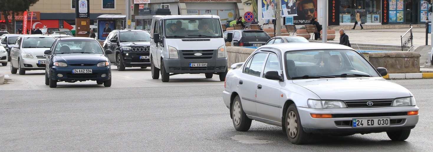 Erzincan’da trafiğe kayıtlı araç sayısı Mayıs ayı sonu itibarıyla  73 bin 255 oldu